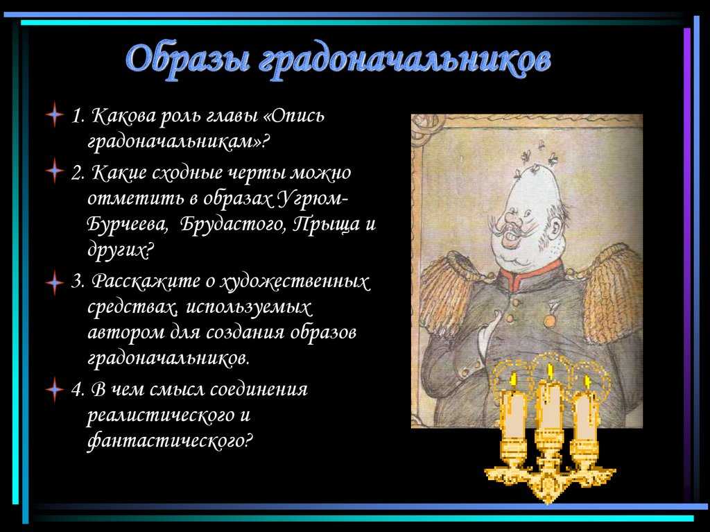 Характеристика и описание градоначальников из «истории одного города»