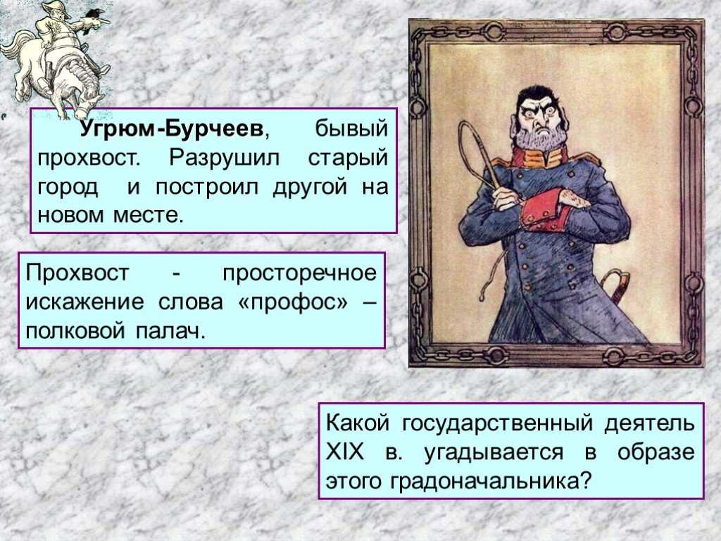 Характеристика и образ угрюм-бурчеева в истории одного города (градоначальник) сочинение