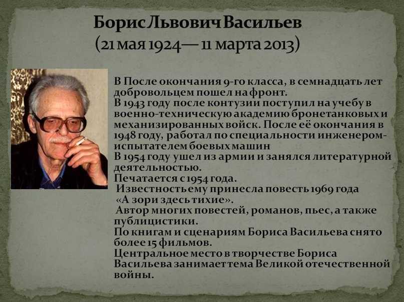 Краткая биография бориса васильева (жизнь и творчество)