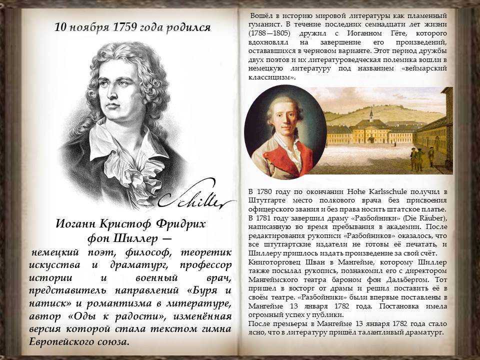 Фридрих шиллер - биография, новости, личная жизнь - stuki-druki.com