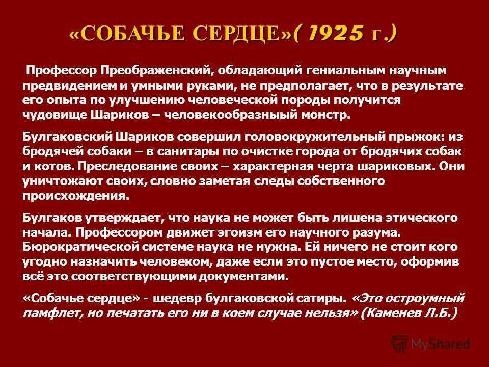 «собачье сердце». кратко - что означает
