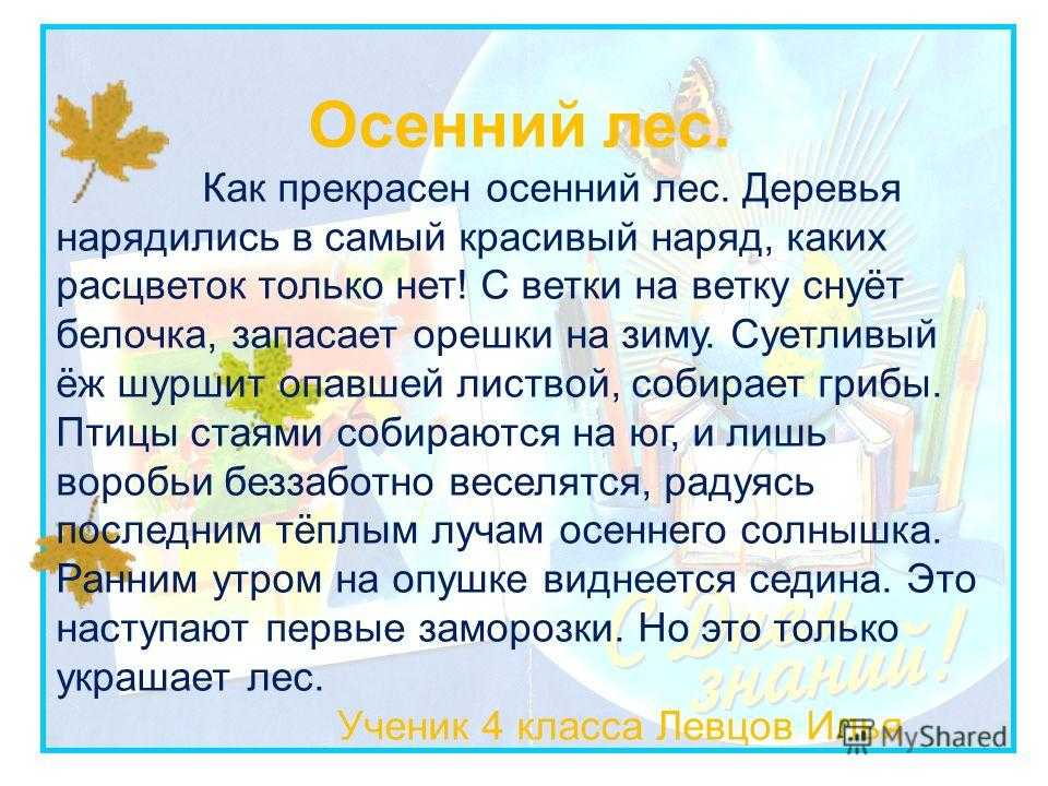 Сочинение на тему осень в лесу (2, 3, 4, 5, 6 класс)