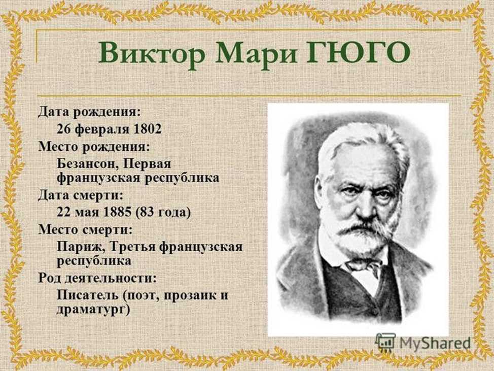 Виктор гюго биография кратко для детей – самое важное и творчество писателя