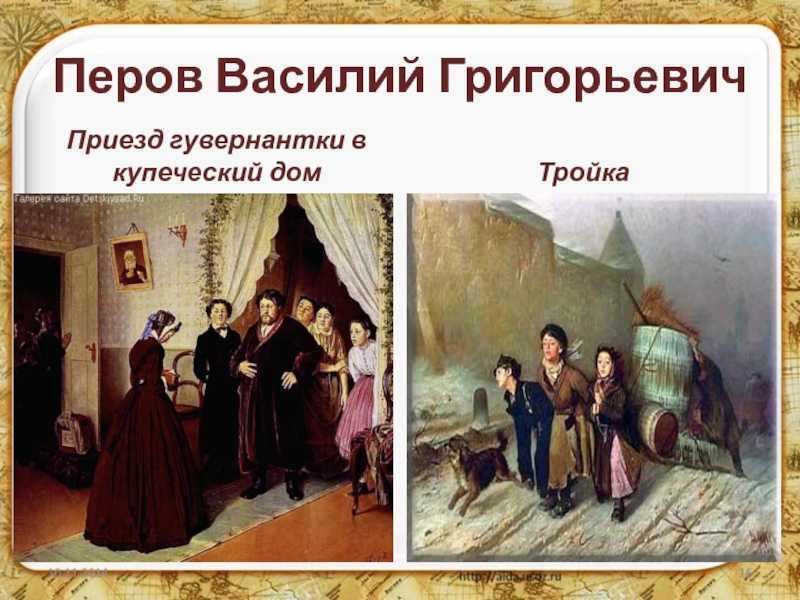 Описание картины перова «приезд гувернантки в купеческий дом. приезд гувернантки в купеческий дом василий перов перов василий приезд гувернантки в купеческий дом
