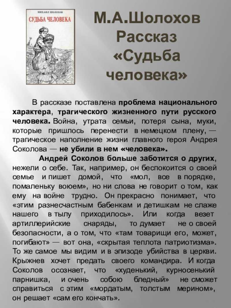 Сочинение патриотизм в рассказе судьба человека шолохова