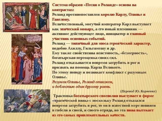 Персонажи эпической поэмы «песнь о роланде»