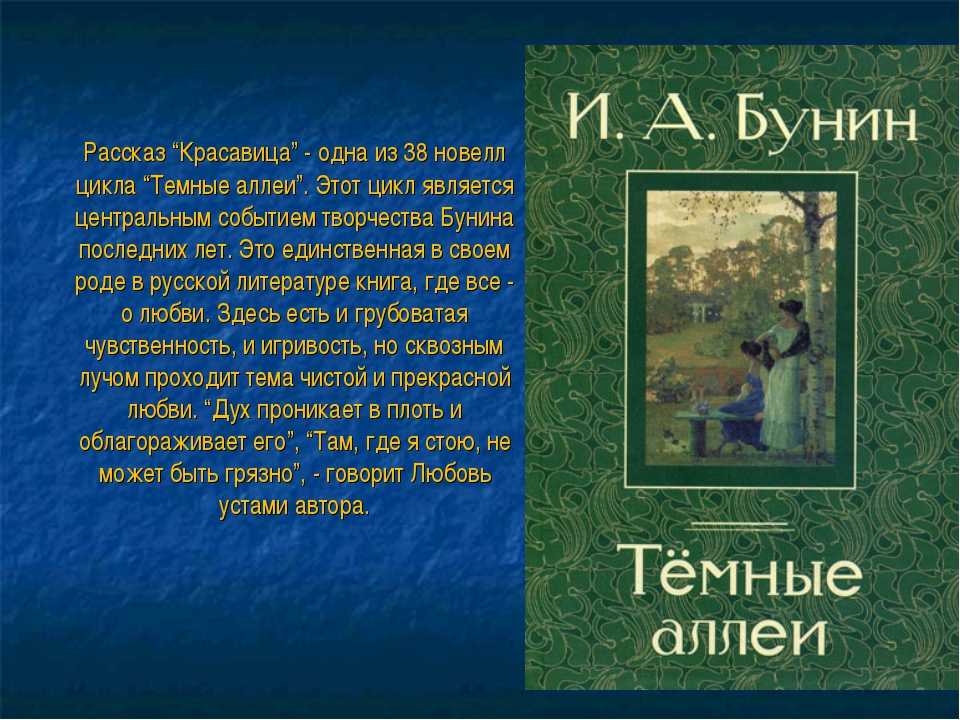 Краткое содержание темные аллеи для читательского дневника