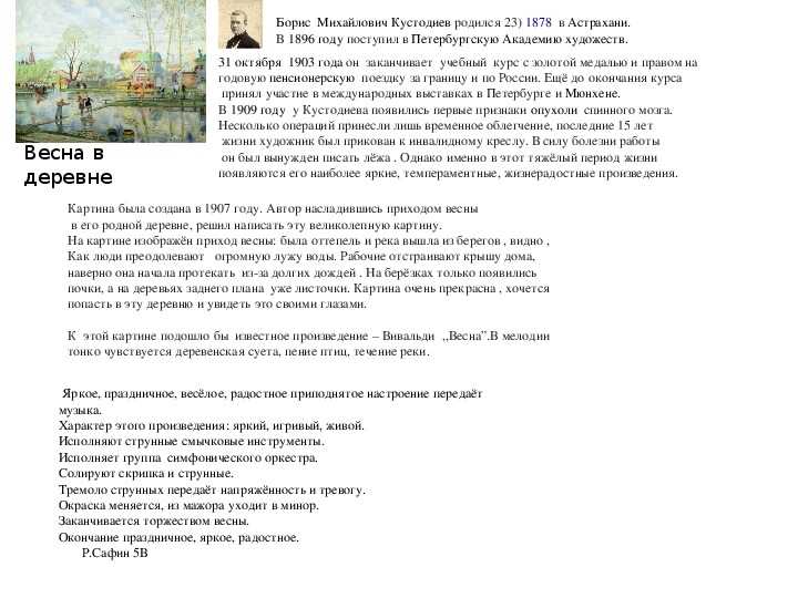 Сочинение по картине б.м. кустодиева «сирень» (по плану для 7 класса)