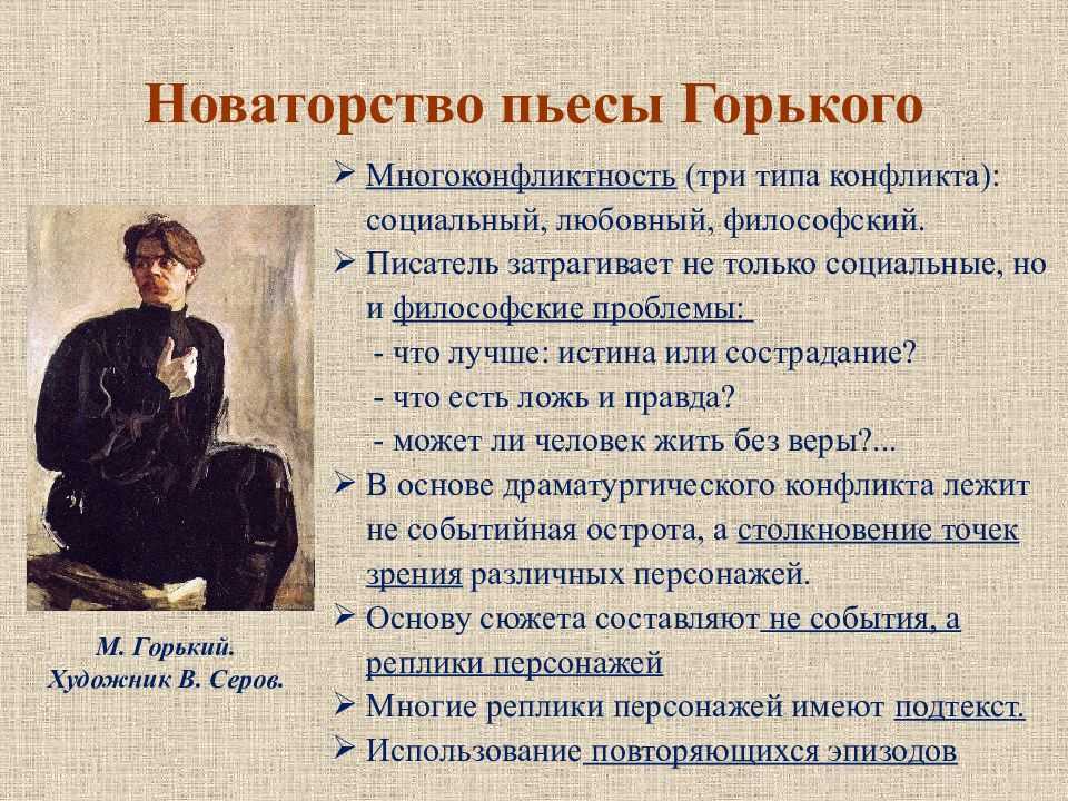 Главные герои пьесы «на дне» горького