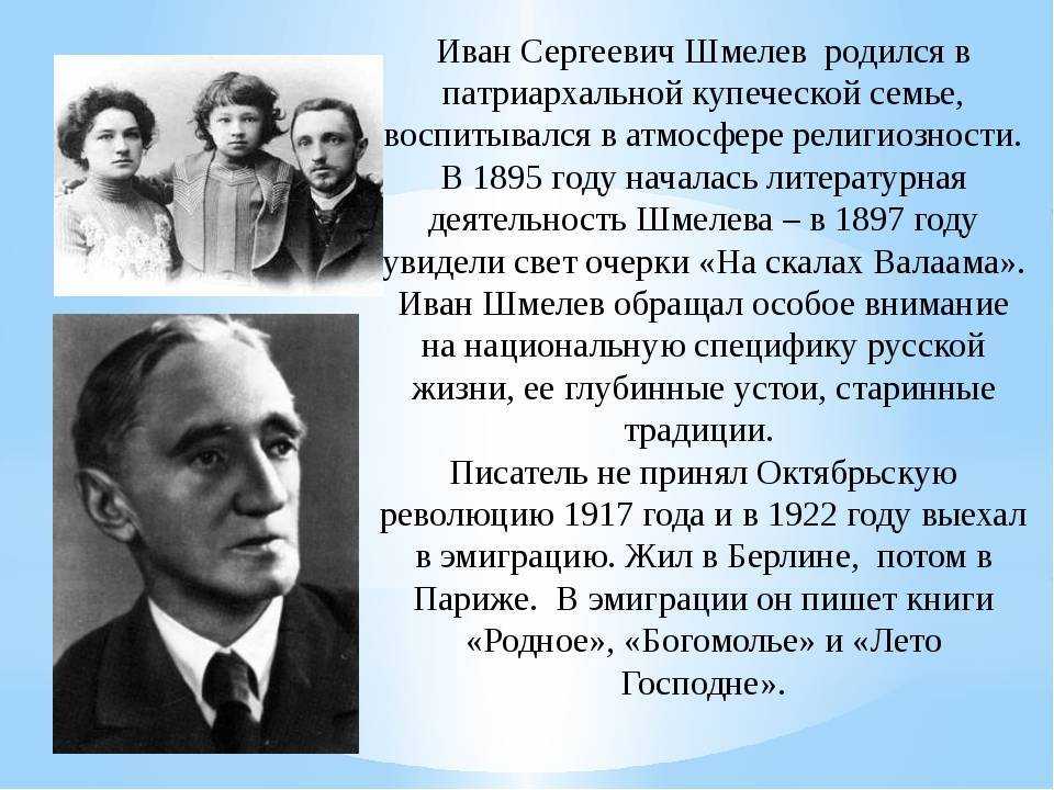 Доклад творчество ивана шмелёва