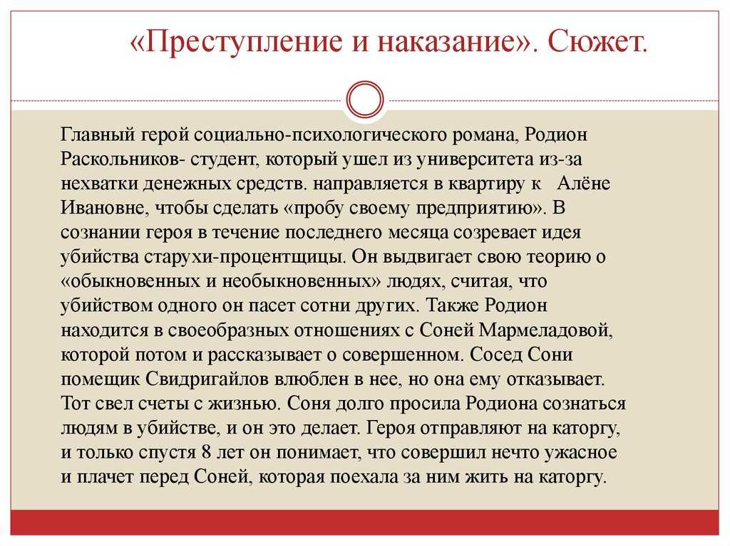 Преступление и наказание - краткое содержание по главам