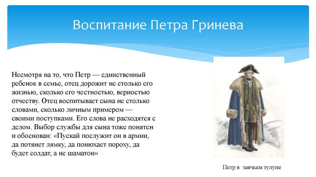 Сочинение образ петра гринёва (характеристика) в капитанской дочке