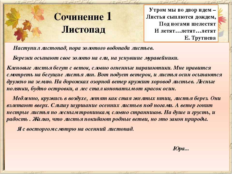Сочинение осенний лес (3 варианта и 16 похожих топиков)