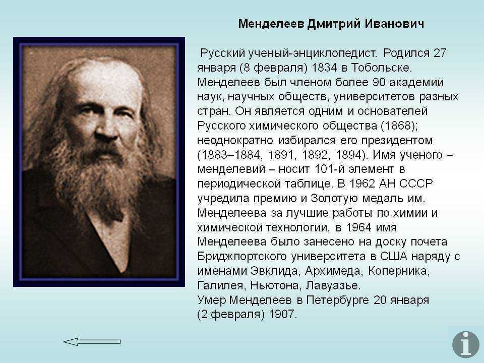 Менделеев дмитрий иванович