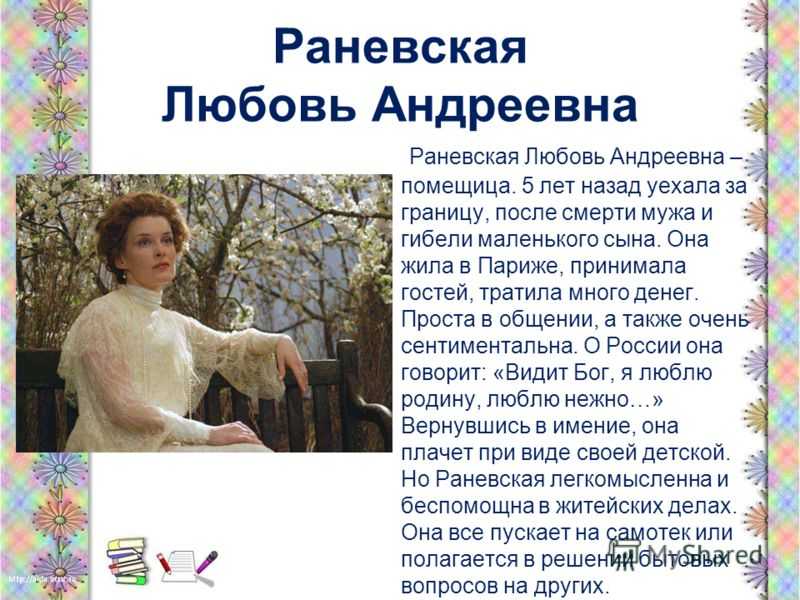 Образ раневской в пьесе а. п. чехова вишневый сад (вишнёвый сад чехов)