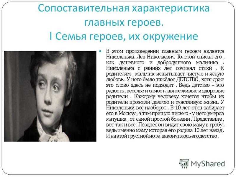 Детство толстой характеристика героев кратко