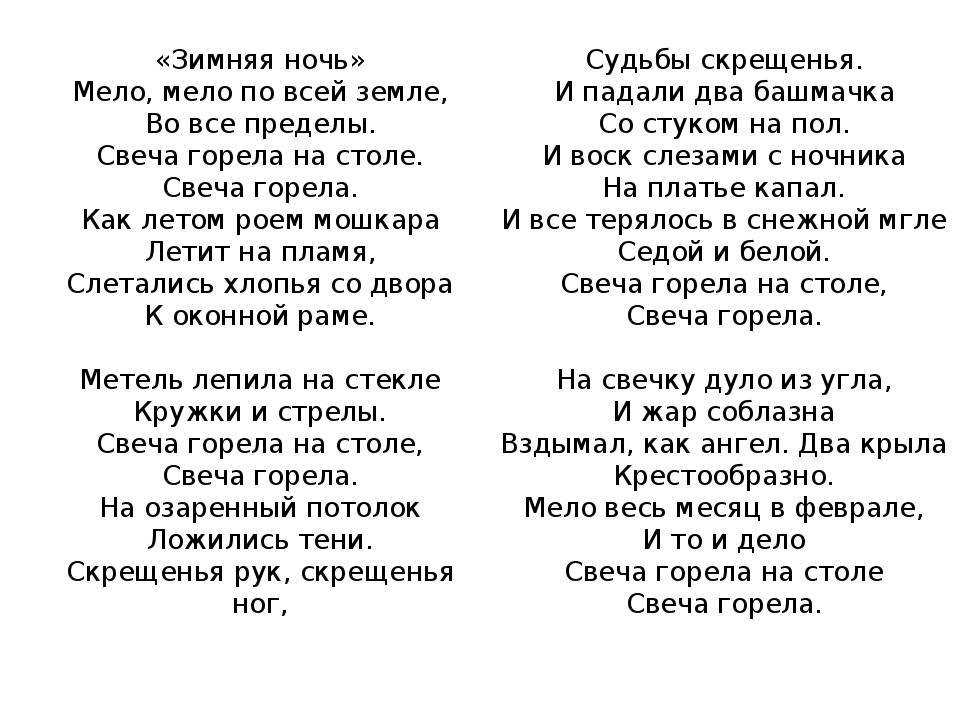 Анализ произведения «зимняя ночь» (борис пастернак) | литерагуру
